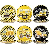 Grencian 60Pcs Construction Party Plates - 9” Disposable Heavy Duty Construction Truck Desert Paper Plates Excavator Engineering Vehicle Tableware for Kids Boys Excavator Birthday Party Decorations