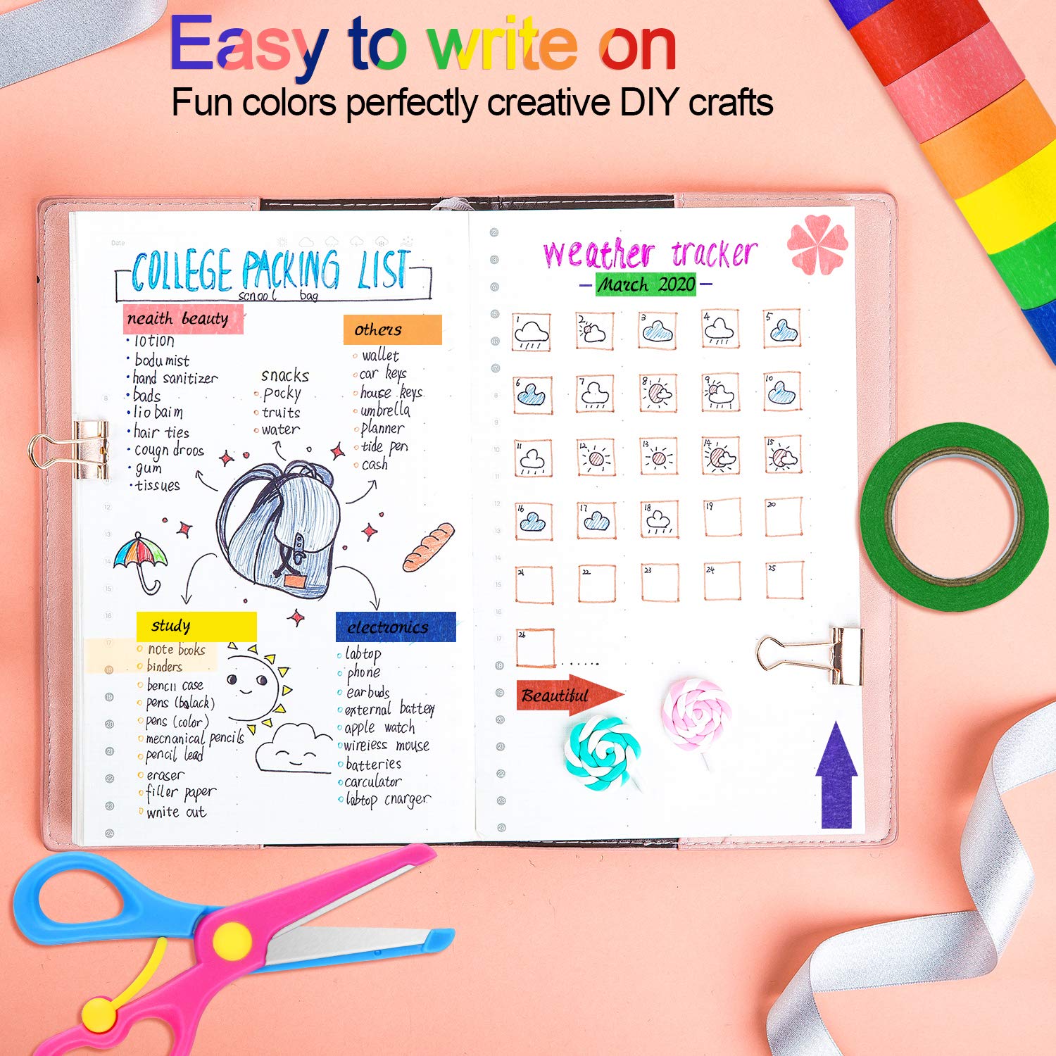 EAONE 28 Rolls Colored Masking Tape Labelling Paper Tapes in 7 Colors & 4 Sizes Arts & Crafts Washi Tape Set for DIY Labeling Coding Decoration Teaching Supplies Classroom Home Office: Industrial & Scientific