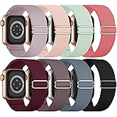 8 Pack Stretchy Solo Loop Band Compatible with Apple Watch Bands for Women Men 40mm 38mm 41mm 42mm 44mm 45mm 46mm 49mm, Nylon Braided Strap for iWatch Series 11 10 9 8 7 6 SE 5 4 3 Ultra 3 Ultra 2