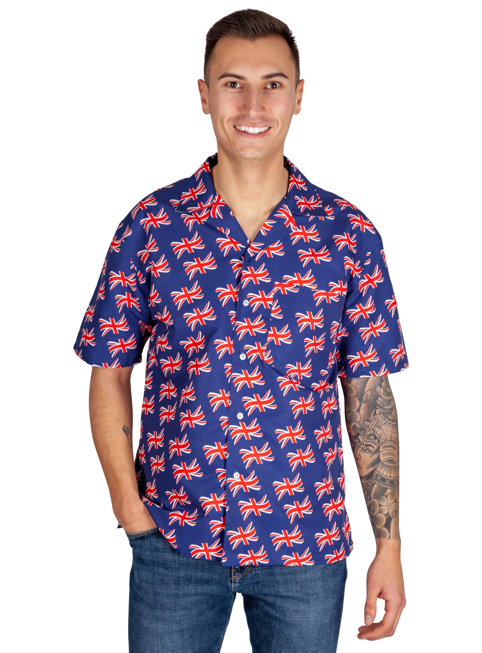 Wicked Costumes Mens Great Britain Union Jack Shirt - Large