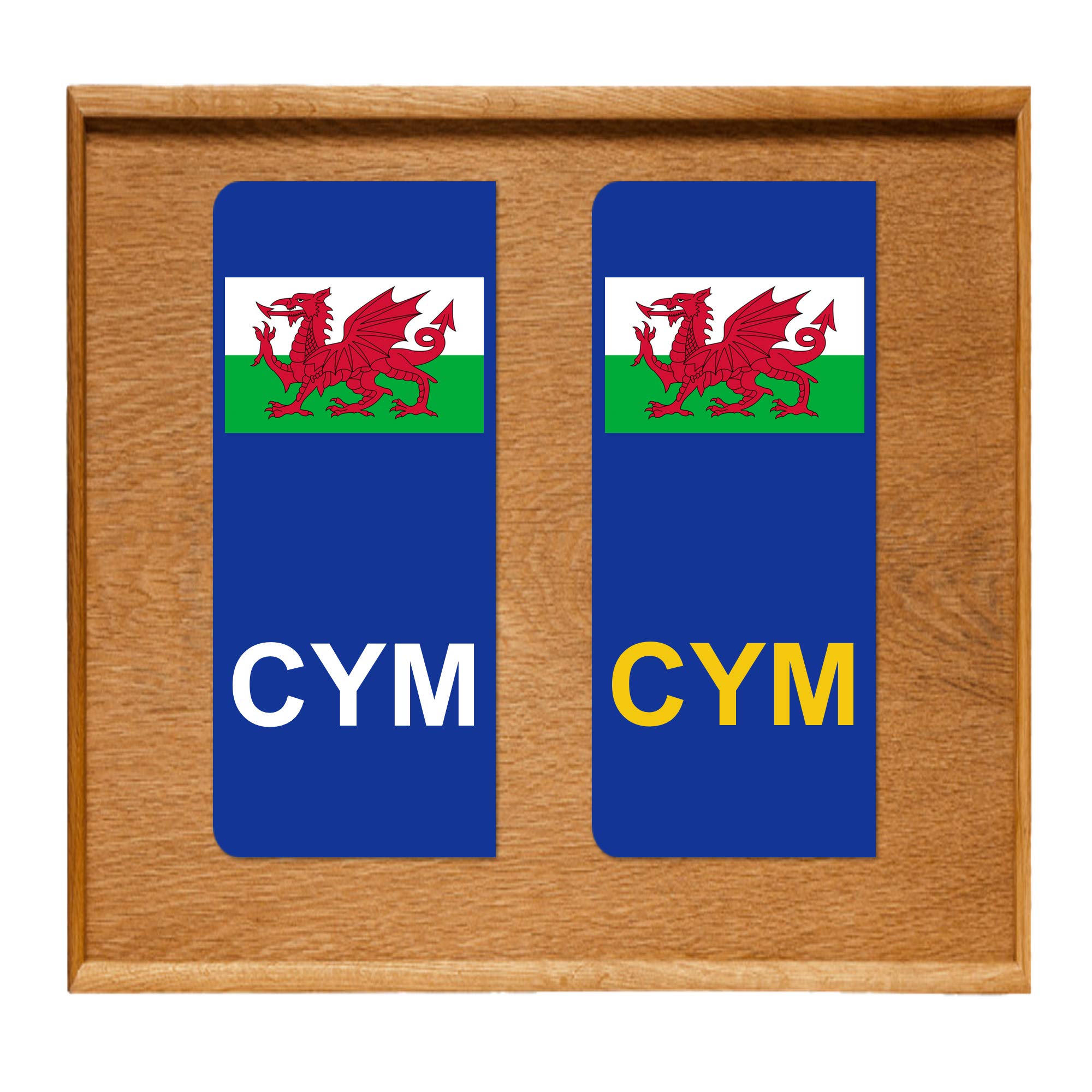 Number Plate Vinyl Stickers Wales United Kingdom Welsh Flag - CYM - 2 x set of 2 by Party Decor