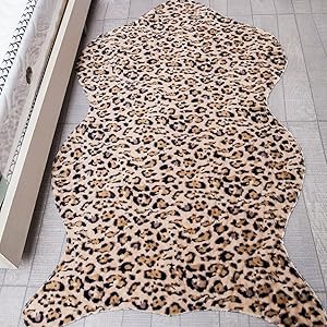 Pinkday Leopard Area Rug Carpet Shag Rug Foot Pad Antiskid Mat Plush Carpet (2'7''x5')