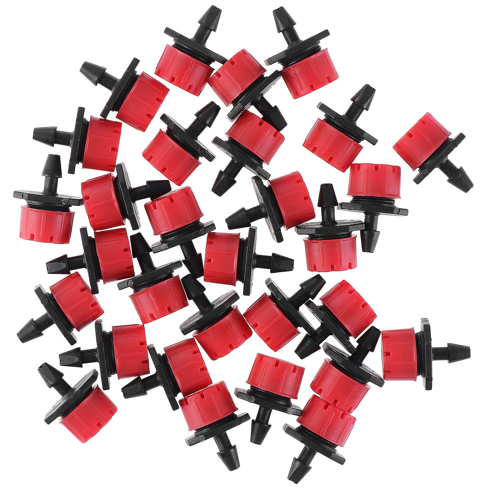 Fippy 100 Pieces Adjustable Irrigation Drippers, 1/4 Inch Sprinklers Emitter, Misting Micro Nozzles, Anti-Clogging Drip Irrigation Sprinklers for Watering System