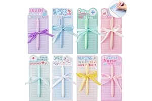 ANGOLIO 8 Sets Nurses Appreciation Week Notepads Funny Nurse Notepads with Pens Thank You Nurse Inspiration Medical Sticky Memo Pads Gifts for School Office Party Supplies Nursing Graduation Presents