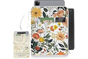 QRZIQRZ Book Sleeve Book Pouch,Book Protector Cover Bag with Zipper,Waterproof PU Book Case for Women,Fall Autumn Thanksgiving Sunflower Portable Book Pouch for Hardcover Paperbacks Book Lovers Gift