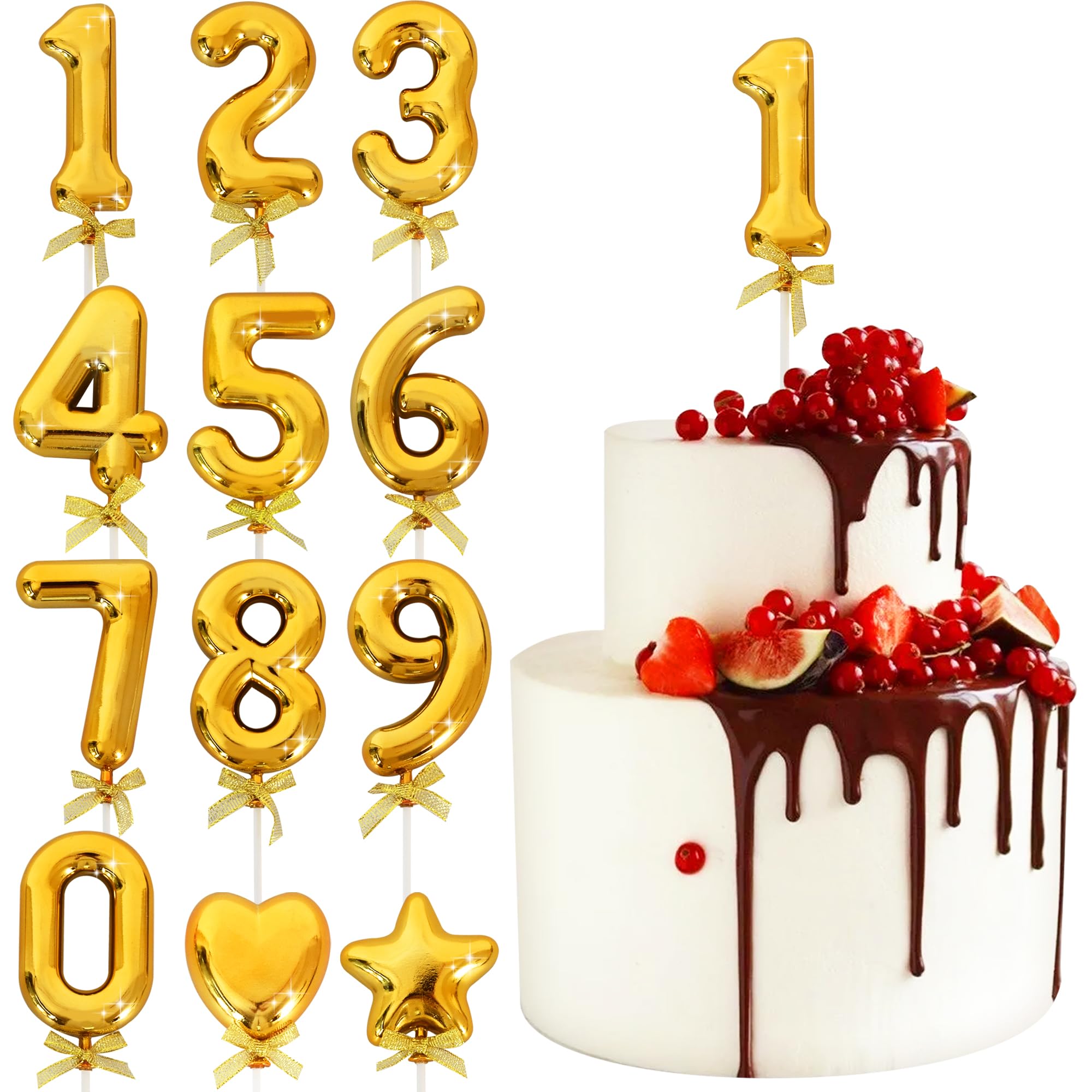 Photo 1 of 1pc  BEISHIDA 3D Number Cake Topper Gold 1 Numbers Happy Birthday Cake Topper 1st 10th 21st 30th 40th 50th Birthday Cake Toppers for Party Wedding Anniversary Decorations