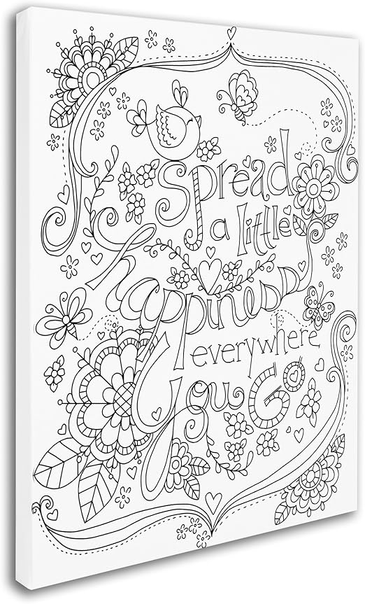 Amazon Com Spread Happiness Coloring Page By Jennifer Nilsson 35x47 Inch Canvas Wall Art Posters Prints
