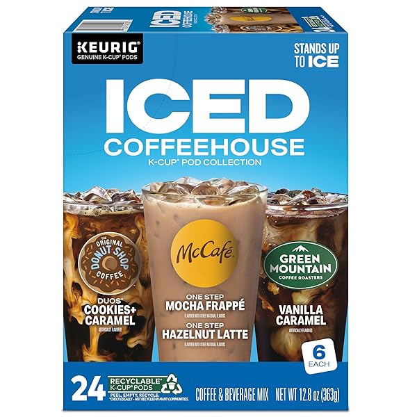 THE ORIGINAL DONUT SHOP® K-CUP ICED DUOS COOKIES AND CARAMEL COFFEE – COMPATIBLE WITH KEURIG BREWER – MEDIUM – 24 / BOX