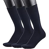 COTTON DAY Men's Premium Soft Combed Cotton Trouser Dress Socks Seamless Toe Black Navy Blue Striped