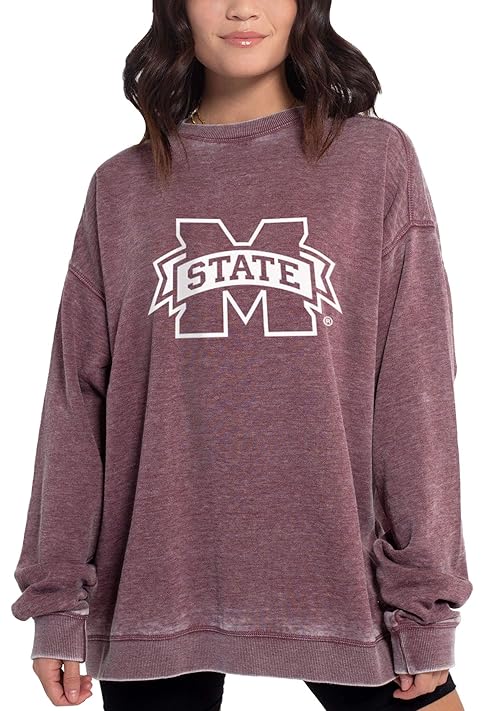 chicka-d NCAA Mississippi State Bulldogs Womens Campus Pullover, Merlot, Large, 449_TC_PL