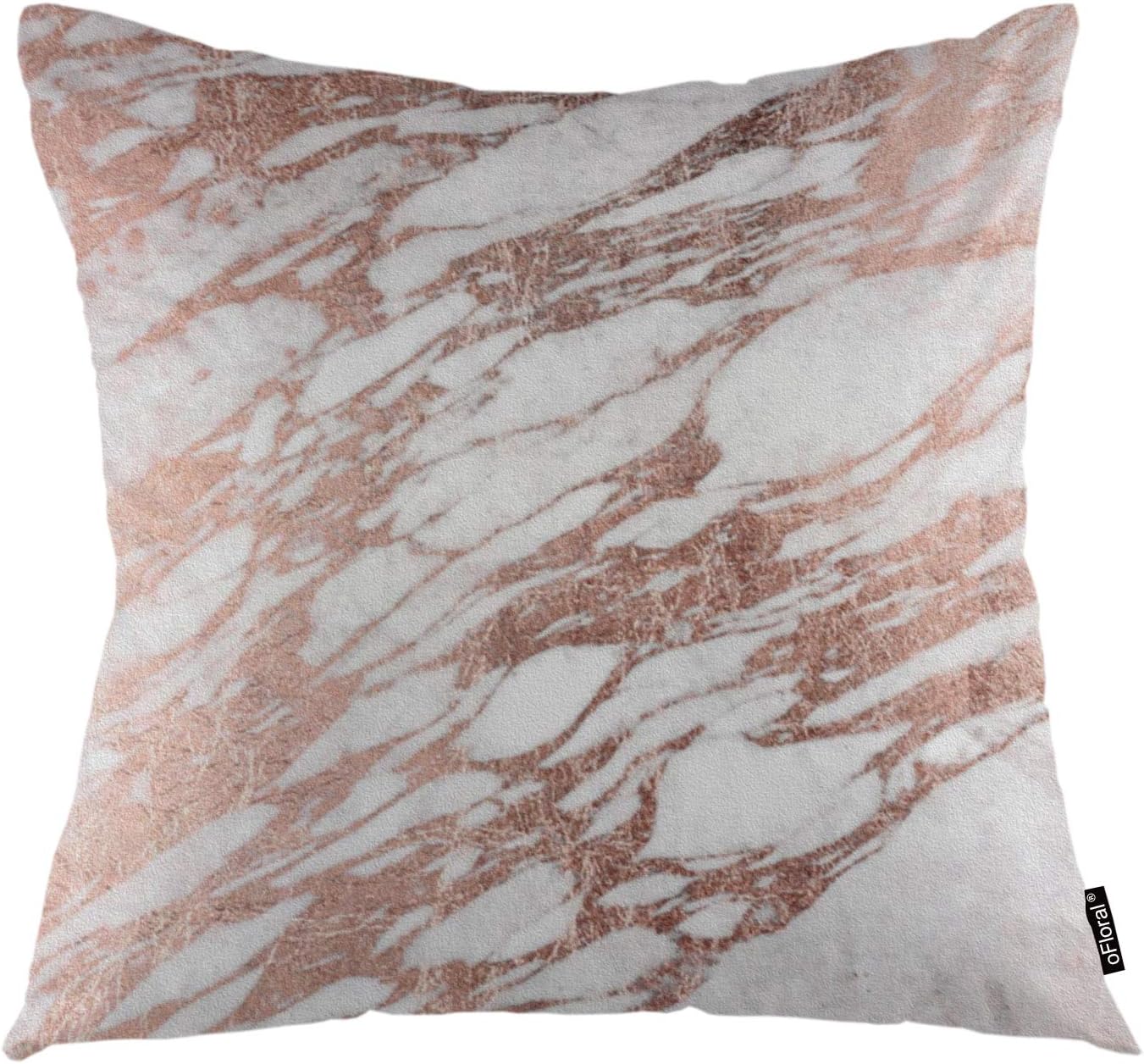oFloral Marble Throw Pillow Covers Rose Gold Rock Stone Surface Natural Marble Slab Decorative Square Pillow Case 18"X18" Pillowcase Home Decor for for Sofa Bedroom Livingroom