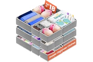 RFAQK 18 Pack Drawer Organizer Clothes-Dresser Organizer Bins for Baby Cloth-Organization and Storage for Underwear Bra Socks-Foldable Fabric Closet Divider for Bedroom, Nursery Essentials