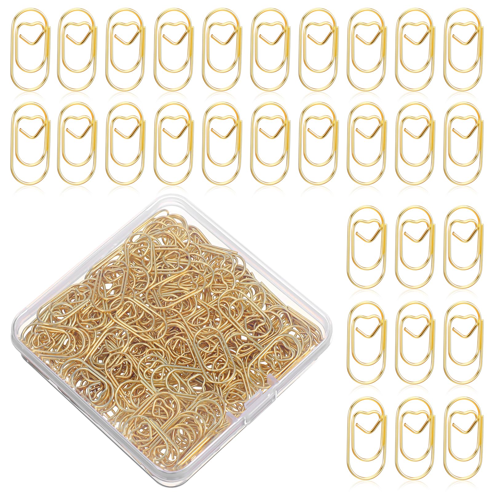 Photo 1 of Tyqour 200 Pcs Gold Paper Clips, Metal Heart Paper Clips, Mini Gold Paperclips, Cute Binder Clips for Document Note Sorting, Wedding Decoration, Crafts, Kids, Office Supplies