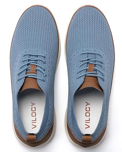 VILOCY Men's Casual Dress Sneakers Oxfords Business Shoes Lace Up  Lightweight Comfortable Breathable Walking Knit Mesh Fashion Sneakers  Tennis Light Blue,EU44 in Saudi Arabia | Whizz Fashion Sneakers
