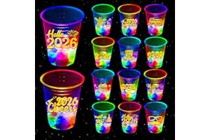 mishunyus 24 Pack Glow 2026 NYE, New Years Eve Party Favors,New Year 2026 Cups,Holiday Plastic Cups, Happy New Year Supplies Decorations