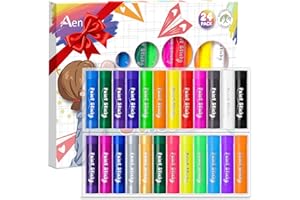 Aen Art Paint Sticks, 24 Colors Solid Tempera Paint Sticks for Kids, Quick Drying Washable Paint for Students