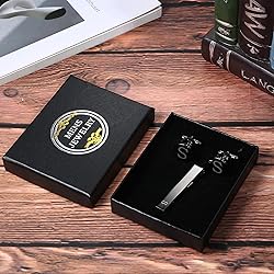 LOYALLOOK Black Initial S Cufflinks and Tie Clip