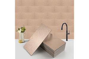 V-MOZZA 100-Pieces Peel and Stick Metal Backsplash, 3" x 6" Peel and Stick Metal Tiles Subway Tile Stick on Backsplash for Kitchen Fireplace Bathroom