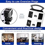 Ackly Tower Extension Lead with USB Ports 2 USB-C 4 Outlets 2m Surge Protected view 4