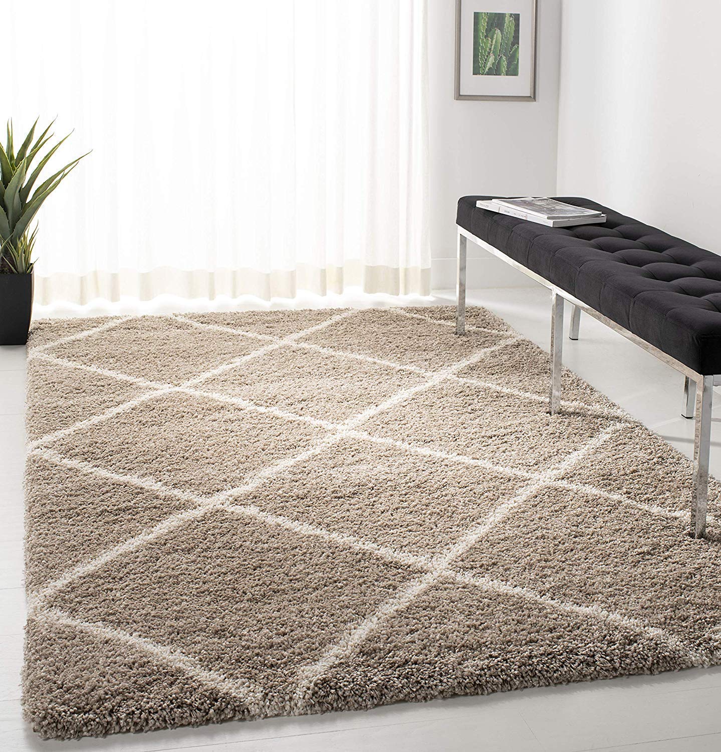 Buy RN HOME FURNISHING Modern Area Rug (Ivory, Beige, Polyester & Polyester Blend, 6x9 Feet