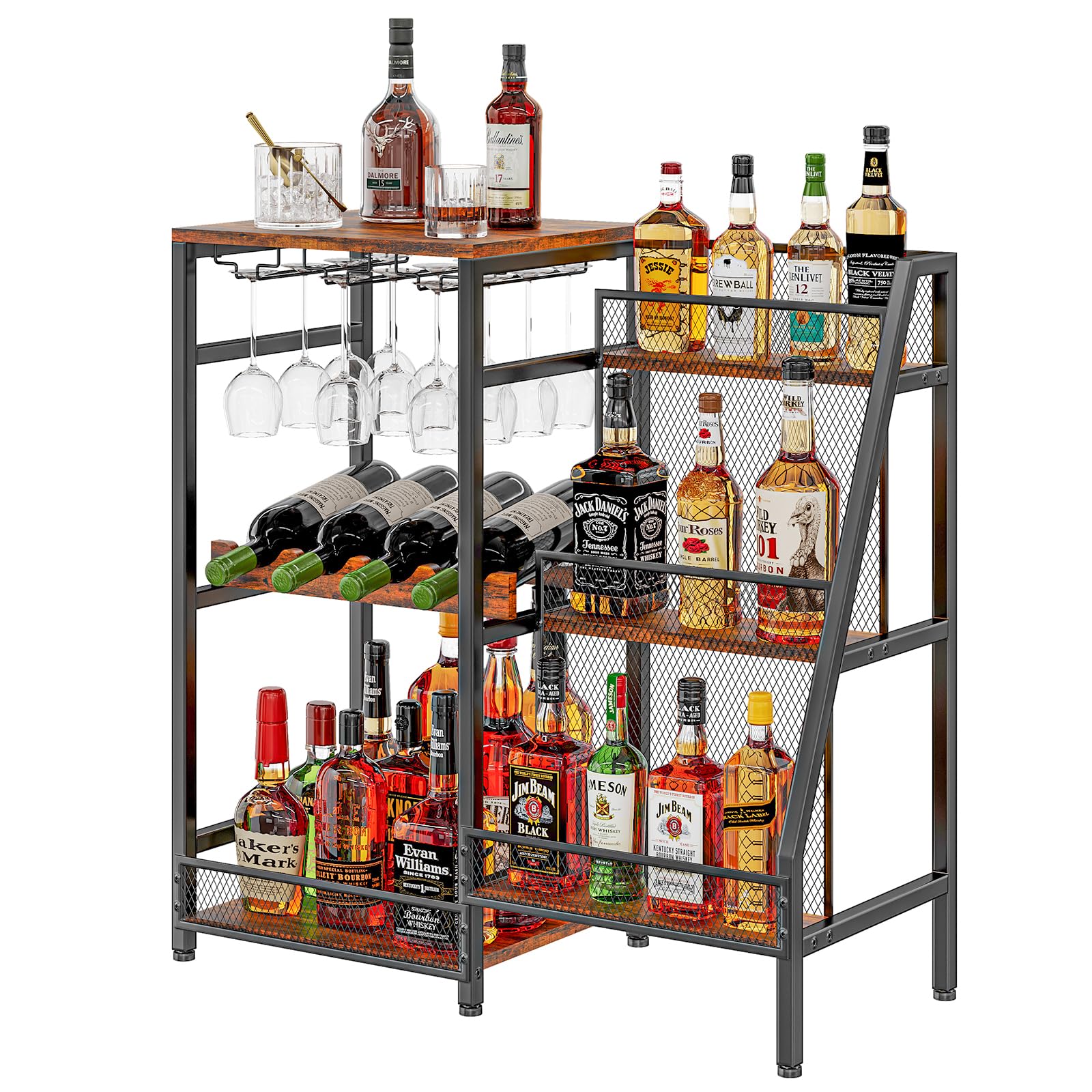 Wine Rack Amazon Pub Table Set Liquor Cabinet Bar For Home 3-Tier