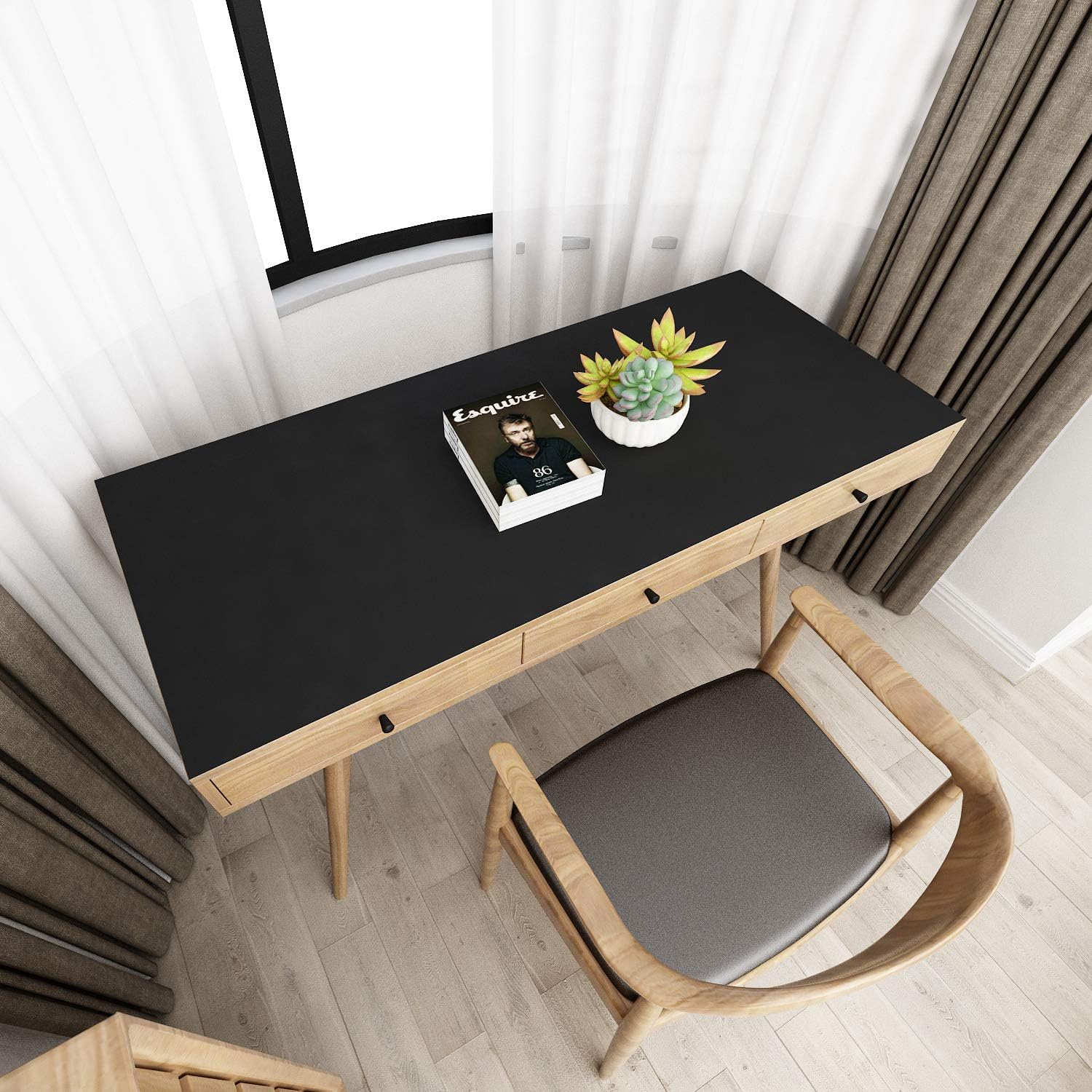 VEELIKE Matt Black Wallpaper Peel and Stick Removable Waterproof Wall Paper Self Adhesive Wall Sticker Vinyl Wrap Worktop Covering for Cupboards Cabinet Countertop Sticky Back Plastic 40cm x 600cm - Image 4