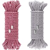 Coldairsoap Soft Silk Rope, Rose &amp; Silver, 32ft Twisted, Trim Rope | 8MM Nylon Twiste Cord, Braided Twiste Silk Ropes, Decorative Twisted Satin Shiny Cord Ropes