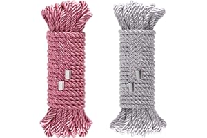 Coldairsoap Soft Silk Rope, 8MM Twisted Trim Rope Nylon Twiste Cord, Braided Twiste Silk Ropes for Decorative Twisted Satin Shiny Cord Ropes (Pink & Silver, 32ft)