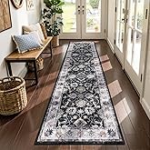 Yamaziot Washable Runner Rug, 2x8 Non-Slip Vintage Floral Hallway Rug with Rubber Backing, Low Pile Non-Shedding Soft Distressed Carpet Runner for Bedroom, Kitchen, Laundry, Entrance