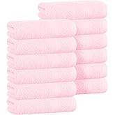 BOUTIQUO Ultra Soft Cotton Washcloths, Contains 12 Piece Face Cloths 12x12 inch, Ideal for Everyday use Face Towels, Compact & Lightweight Multi Purpose Washcloths - Pink