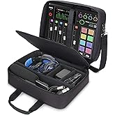 USA Gear Audio Mixer Case - Podcast Mixer Travel Case with Scratch-Resistant Interior & Customizable Storage - Compatible with RODECaster Pro, RODECaster Pro II, RC Duo & More Audio Equipment (Black)