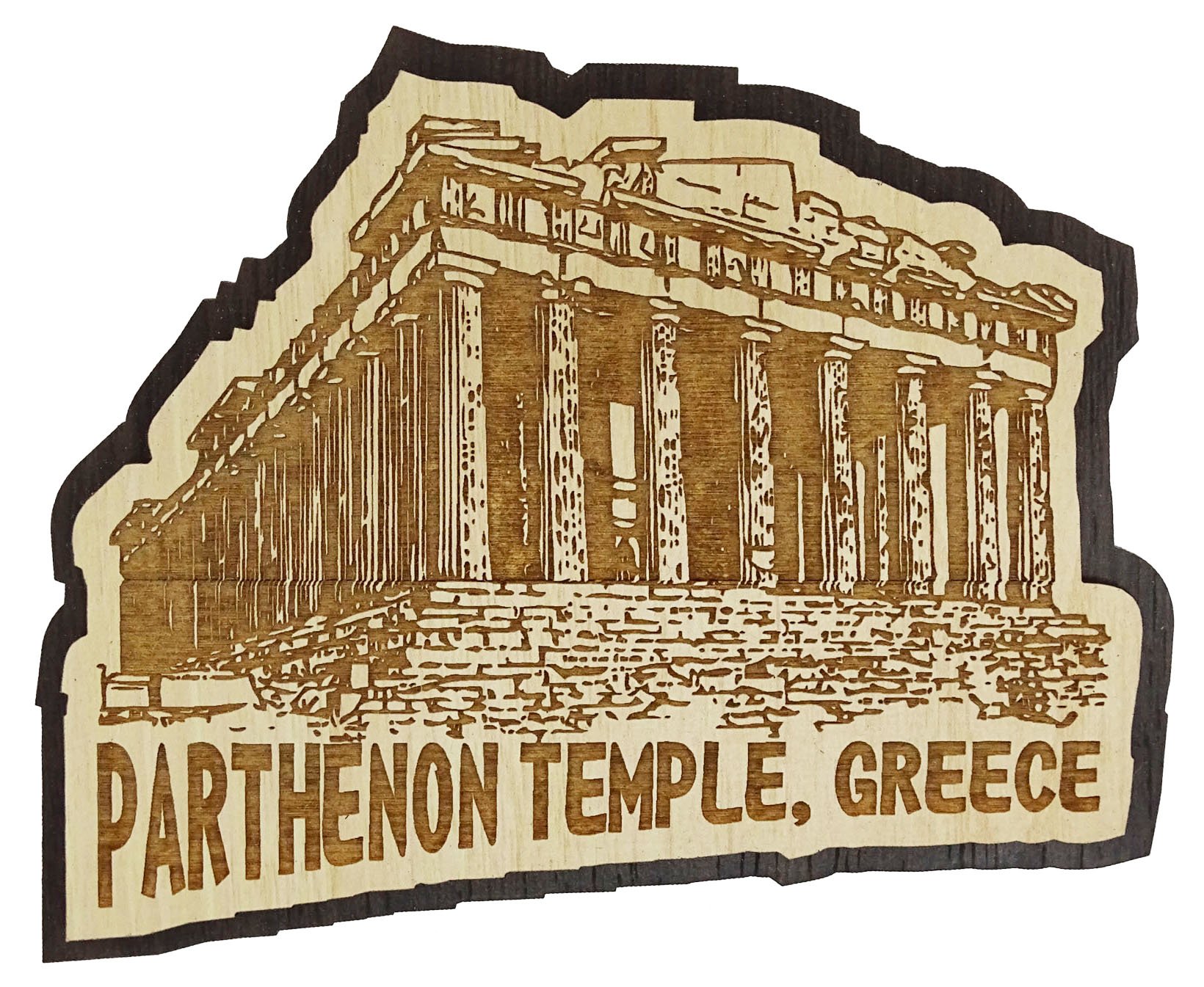 Printtoo Engraved Wooden Parthenon Temple Greece Fridge Magnet Souvenir Gift