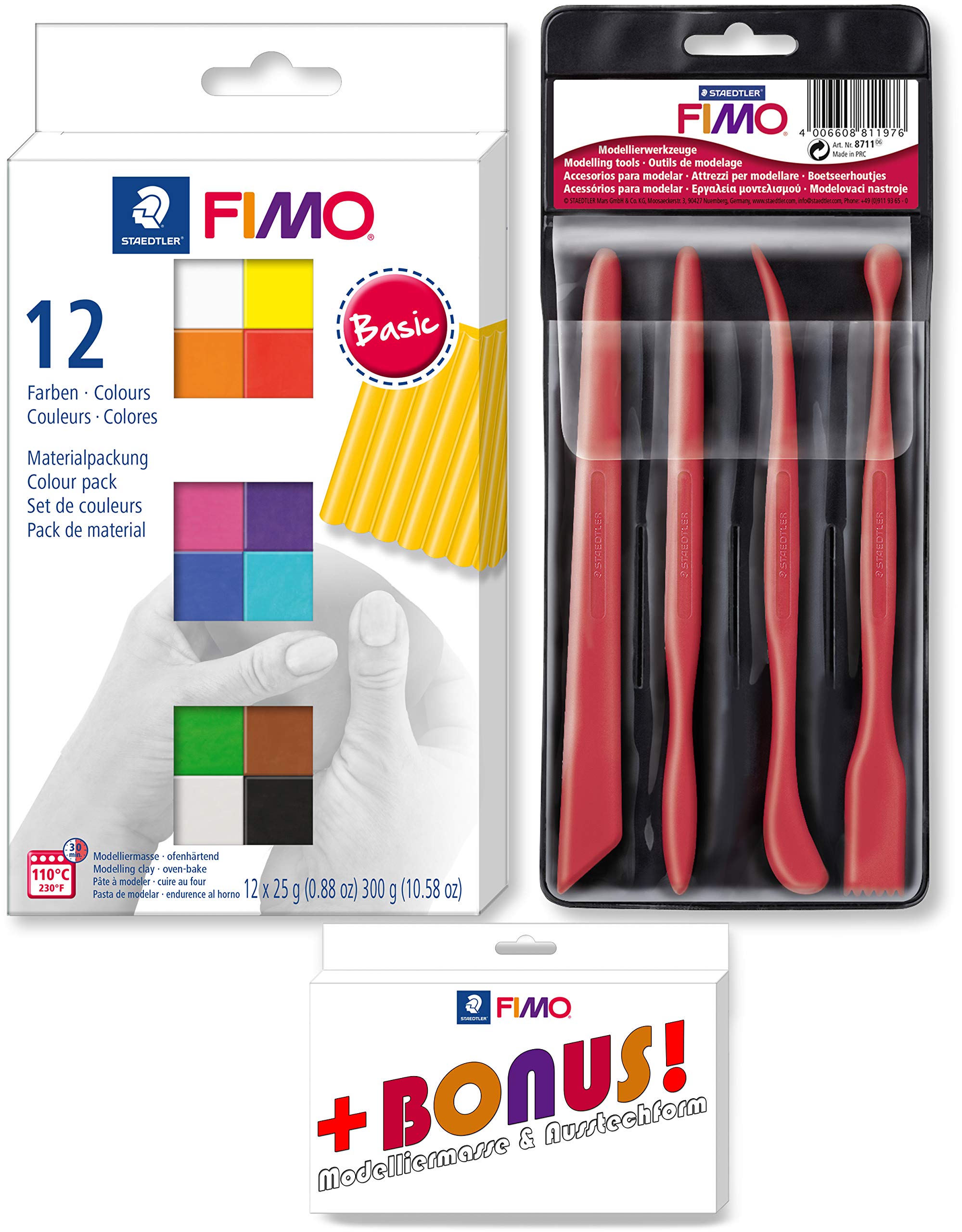Staedtler Fimo, 12er + Werkzeuge Set