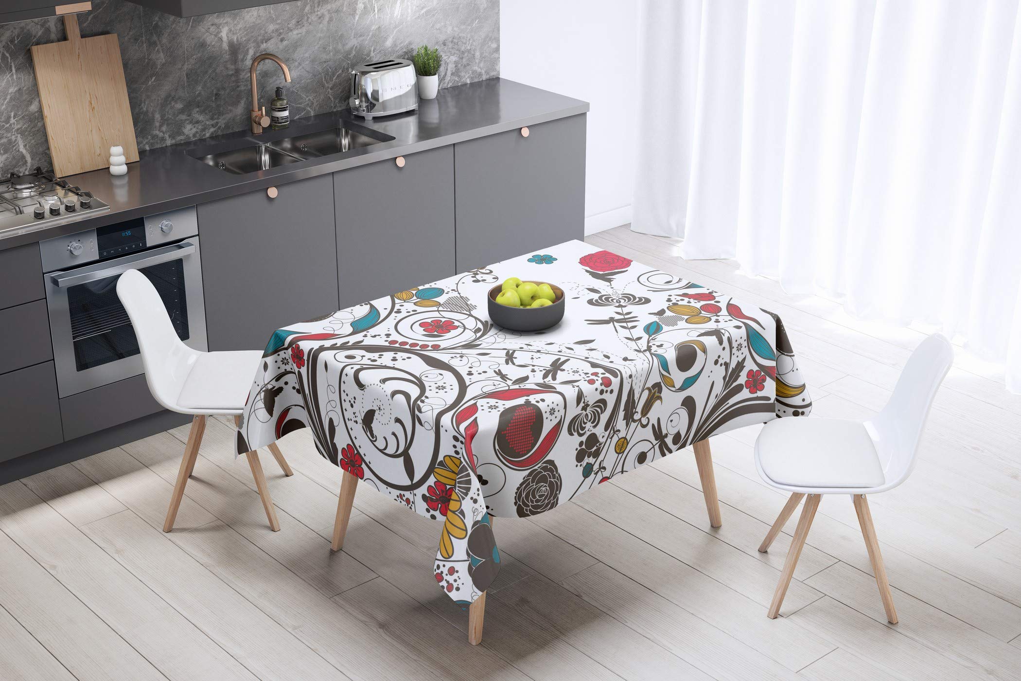 Bonamaison Kitchen Decoration, Tablecloth, 140cm x 140cm - Designed and Manufactured in Turkey