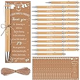 36 Sets Baby Shower Favors for Guests Bamboo Retractable Ballpoint Pens Thank You Cards with Hemp Rope for Gender Reveal Part