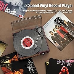 Vinyl Record Player Turntable with Built-in
