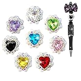 8Pcs Rhinestone Focal Beads for Pens Large Crystal Heart Shaped Diamand Chunky Glitter Beads for Beaded Pens Jewelry Keychain Making