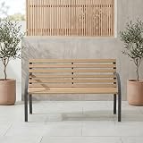 Garden Vida Slatted Garden Bench 18mm Hardwood Slats Steel Frame view 3