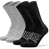 JSPA 4 Pack Men's Merino Wool Hiking Sport Socks Women's Crew Warm Thick Cushioned Outdoor Athletic Socks for Walking Running