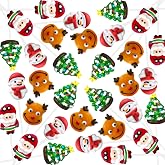 24 Pk Christmas-Themed Lollipop Suckers, 4 Shapes, Assorted Fruit Flavor | Festive Candy Lollipops Individually Wrapped Bulk, Santa, Reindeer, Snowman, Tree Shaped Candy, Perfect for Stocking Stuffers