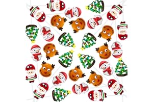 EORA 32 Pk Christmas-Themed Lollipop Suckers, Festive Candy Gift Lollipops Individually Wrapped Bulk, Santa, Reindeer, Snowman, Tree Shaped Candies 4 Fruit Flavors for Christmas Stocking Stuffers