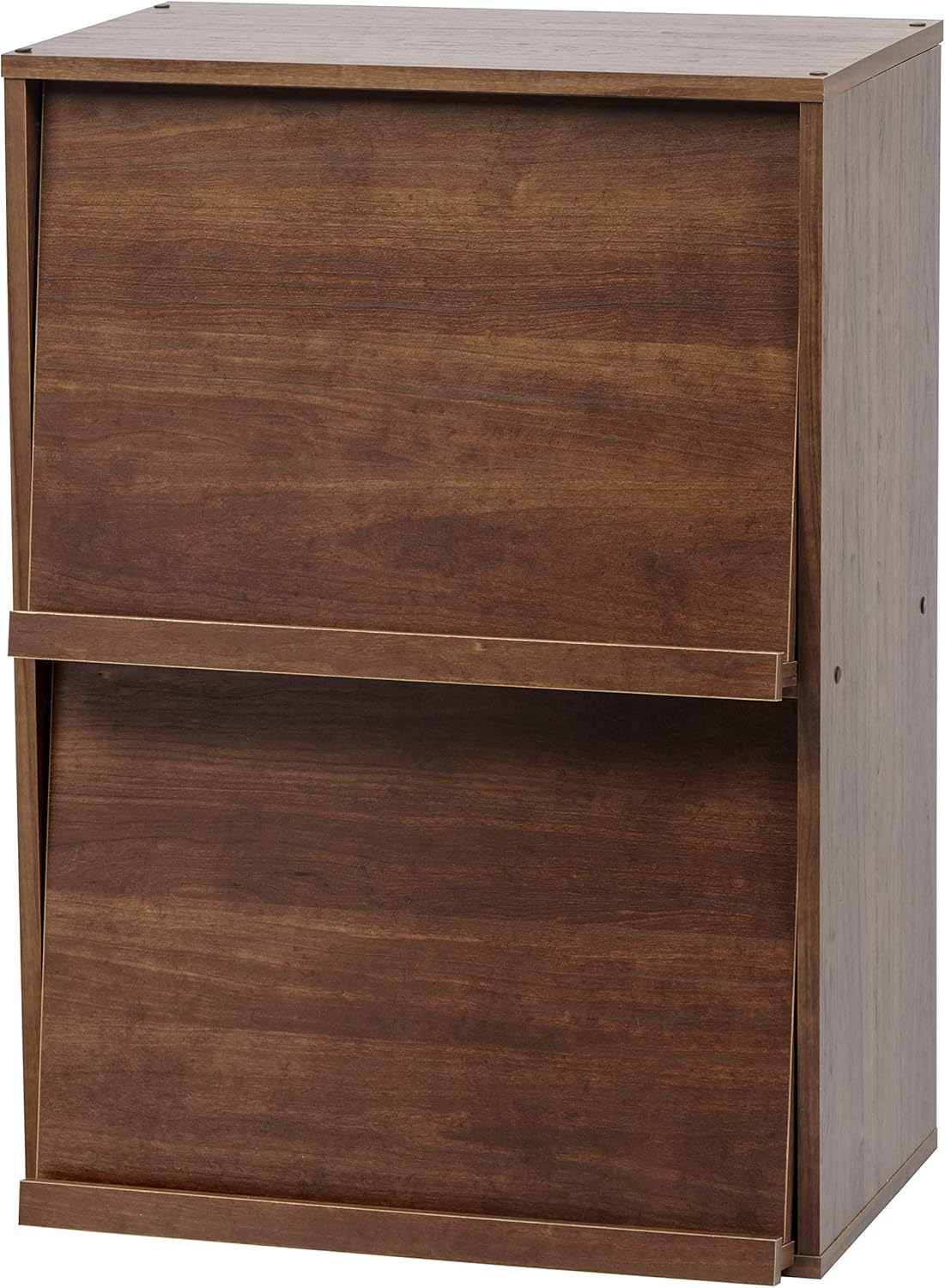 Iris Ohyama, Furniture, Bookcase, Storage Shelf, 2 Flip Doors, Wood, Magazine Cabinet, Elegant, Versatile, for Office Bedroom