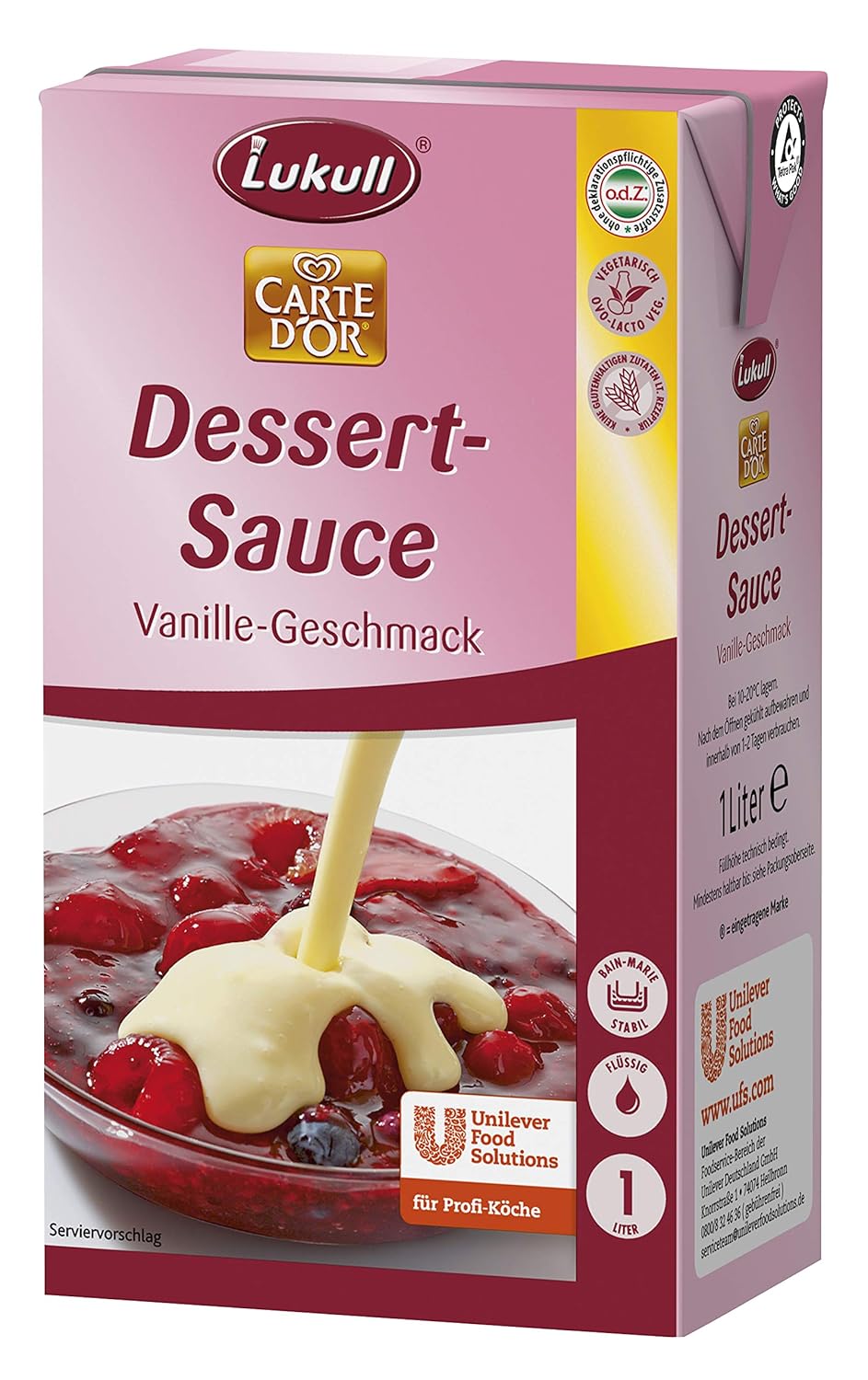 Lukull DessertSauce VanilleGeschmack, 2er Pack (2 x 1 Liter) Amazon