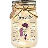 SOLMAY Valentines Gifts for Her, Christian Gifts for Women, Birthday Gift for Women Best Friends, Bible Jar Gift, Prayer Corner Decor, Inspirational Mason Light Jar With Bible Quotes