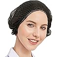 ProtectX 100-Pack Black Disposable Hair Nets, Elastic Head Cover, Bouffant Caps, Sanitation Head Cover for Food Service, Spa Men & Women - 21 inch