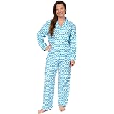 Leisureland Women's Cotton Flannel Pajama Set | Long Sleeve, Button-Up, Comfy Sleepwear With Drawstring Pants