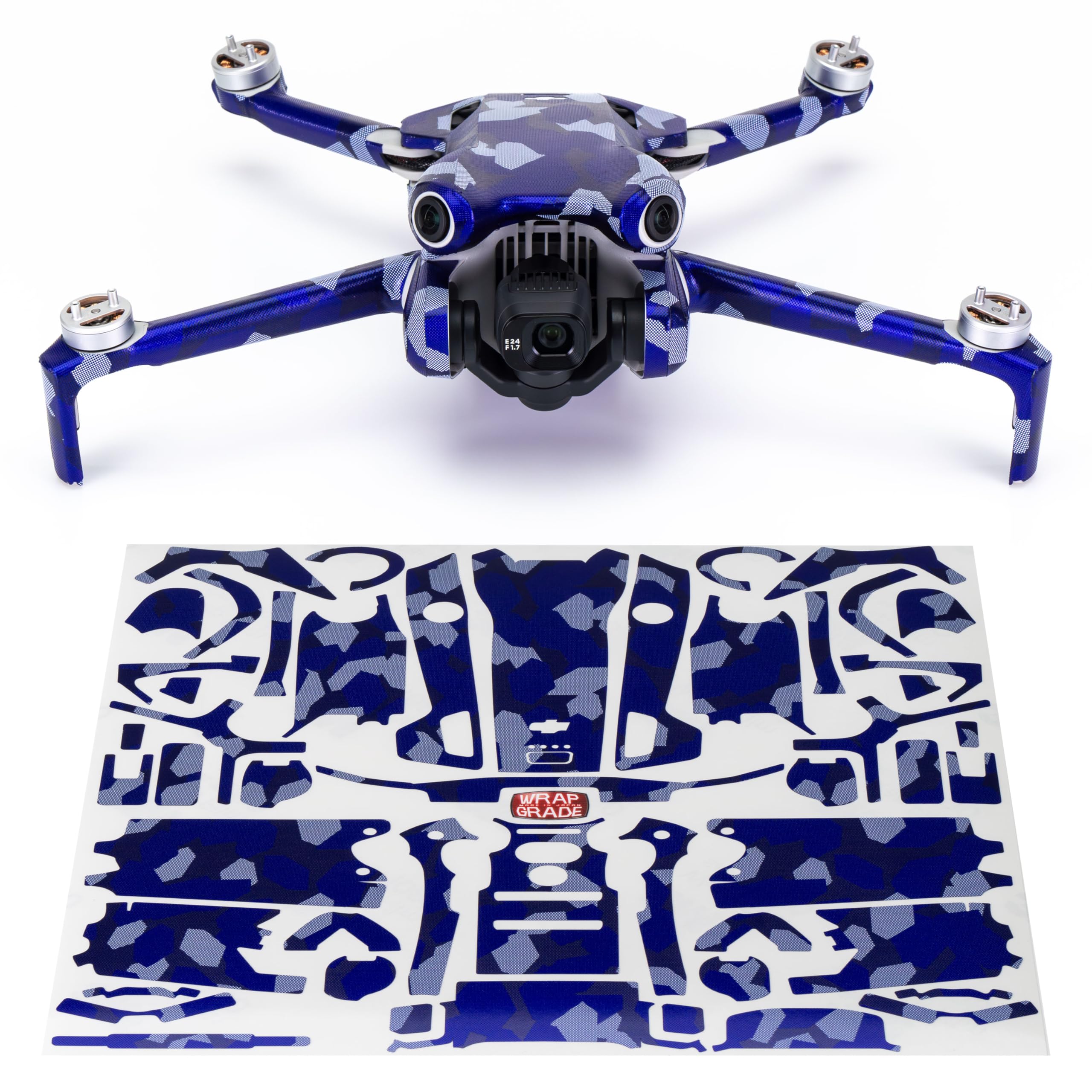 WRAPGRADE Skin Stickers Compatible with DJI Mini 4 Pro | Full Wrap (Stratospher Blue Dot Camo)