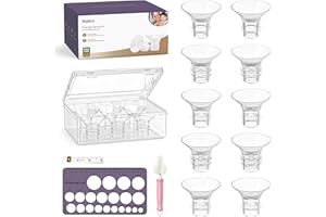 Nuliie 10PCS Silicone Flanges Insert Replacement Kit, Flange Sizing Kit 13/14/15/16/17mm for 24mm Flange/Shield Breast Pumps, Pumping Essential Kit for Moms