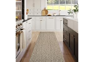 LEEVAN Hallway Runner Rug 10 ft, Cotton Woven Washable Runner Rug, Natural Braided Low Pile Kitchen Runner Rug, Modern Bathroom Rugs Long Front Door Floor Carpet for Classroom