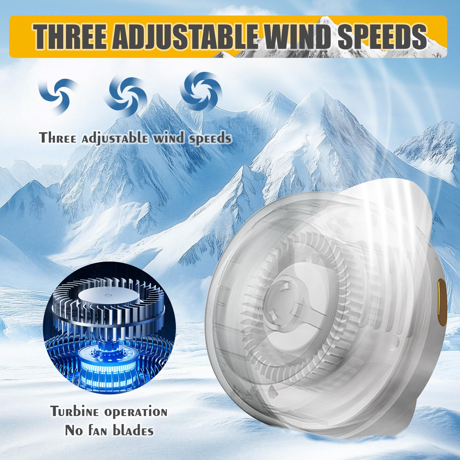 Portable Silent Mini Bladeless Electric fan Clip-On,3-Speed Rotatable Hands-FreeClip-On Fan for Shirt and Waist,Portable Mini Bladeless Fan Clip-On,For Outdoor & Travel & Office,Travel Accessories